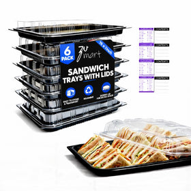 Zumart 6-pack catering trays with lids, closed top view, ideal for organized buffets.