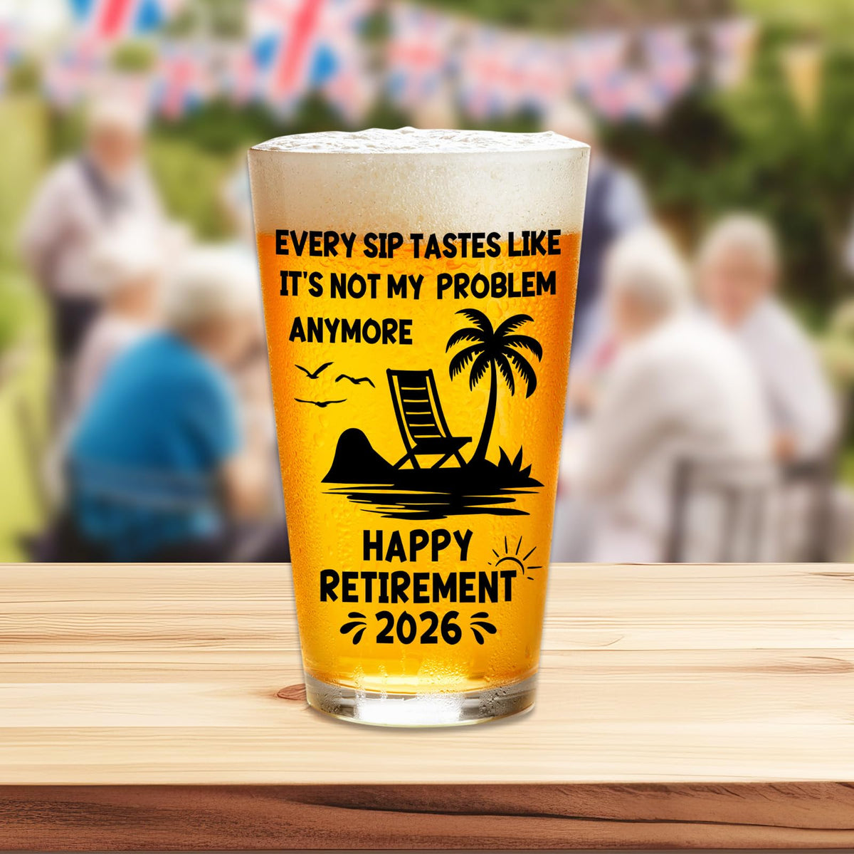 Zunaked 16oz retirement glass ideal for a dad's toasts and relaxed moments