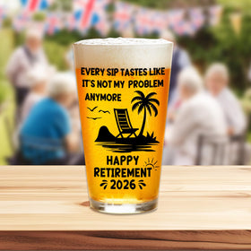 Zunaked 16oz retirement glass ideal for a dad's toasts and relaxed moments