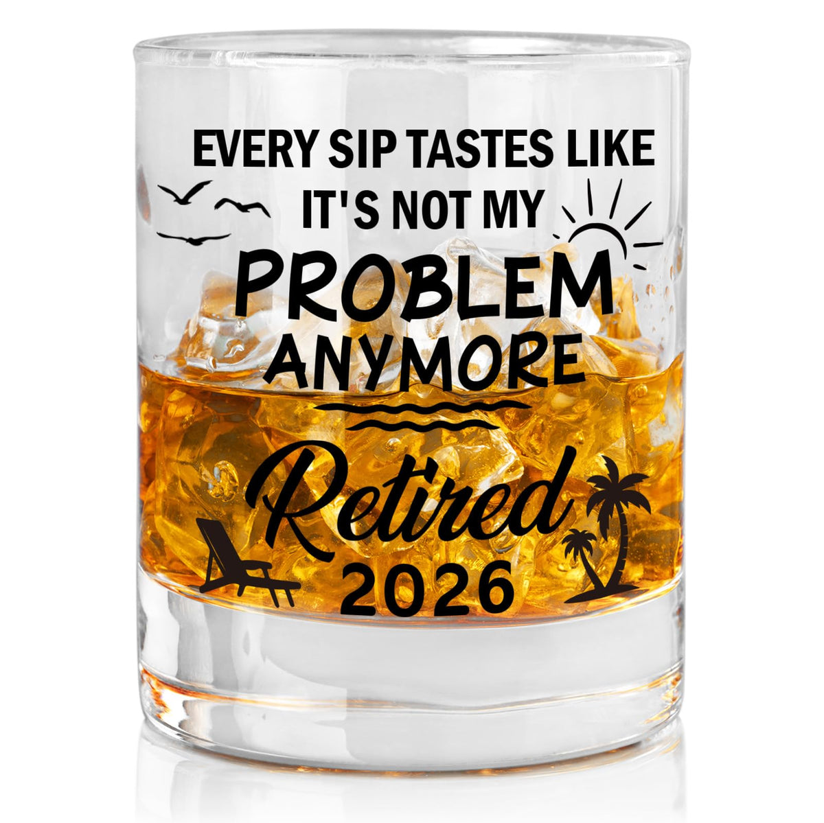 Zunaked 11oz retirement glass front view ideal for toasts.