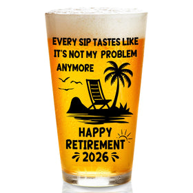 Zunaked retirement glass with humor quote for celebration and shared laughs