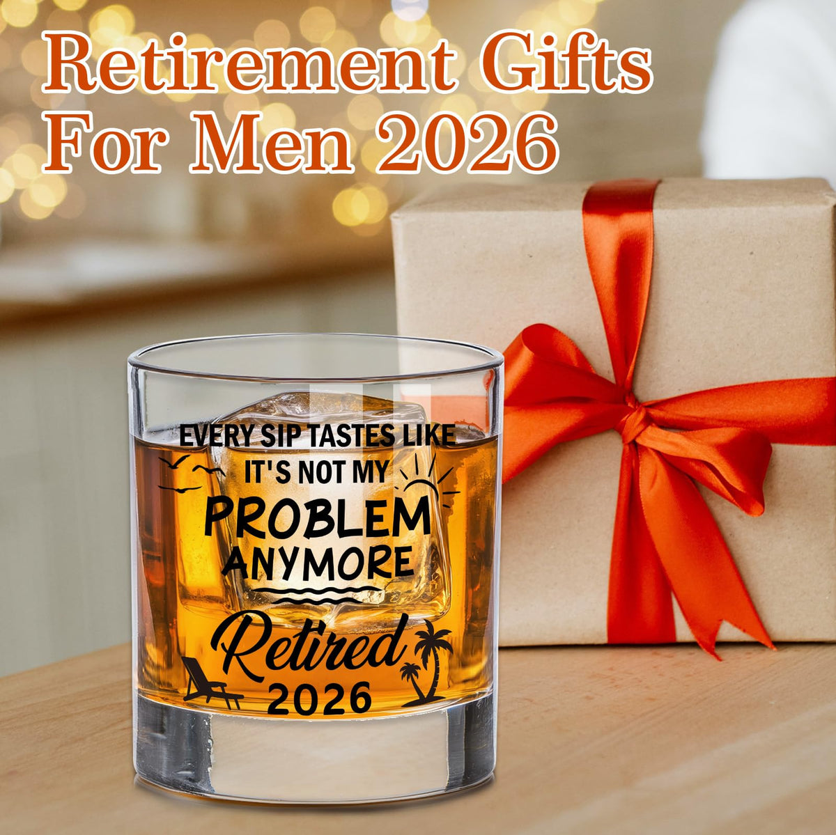 Zunaked stemless retirement glass design for comfortable grip.