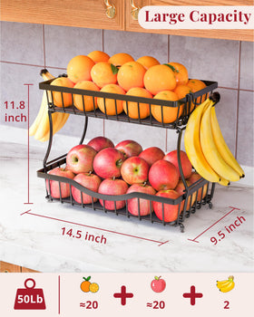 Zurklulu black two-tier basket side view highlights compact counter organization.