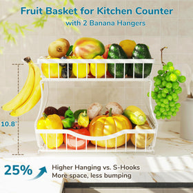 Zurklulu 2-tier fruit basket with elevated base protecting countertops.
