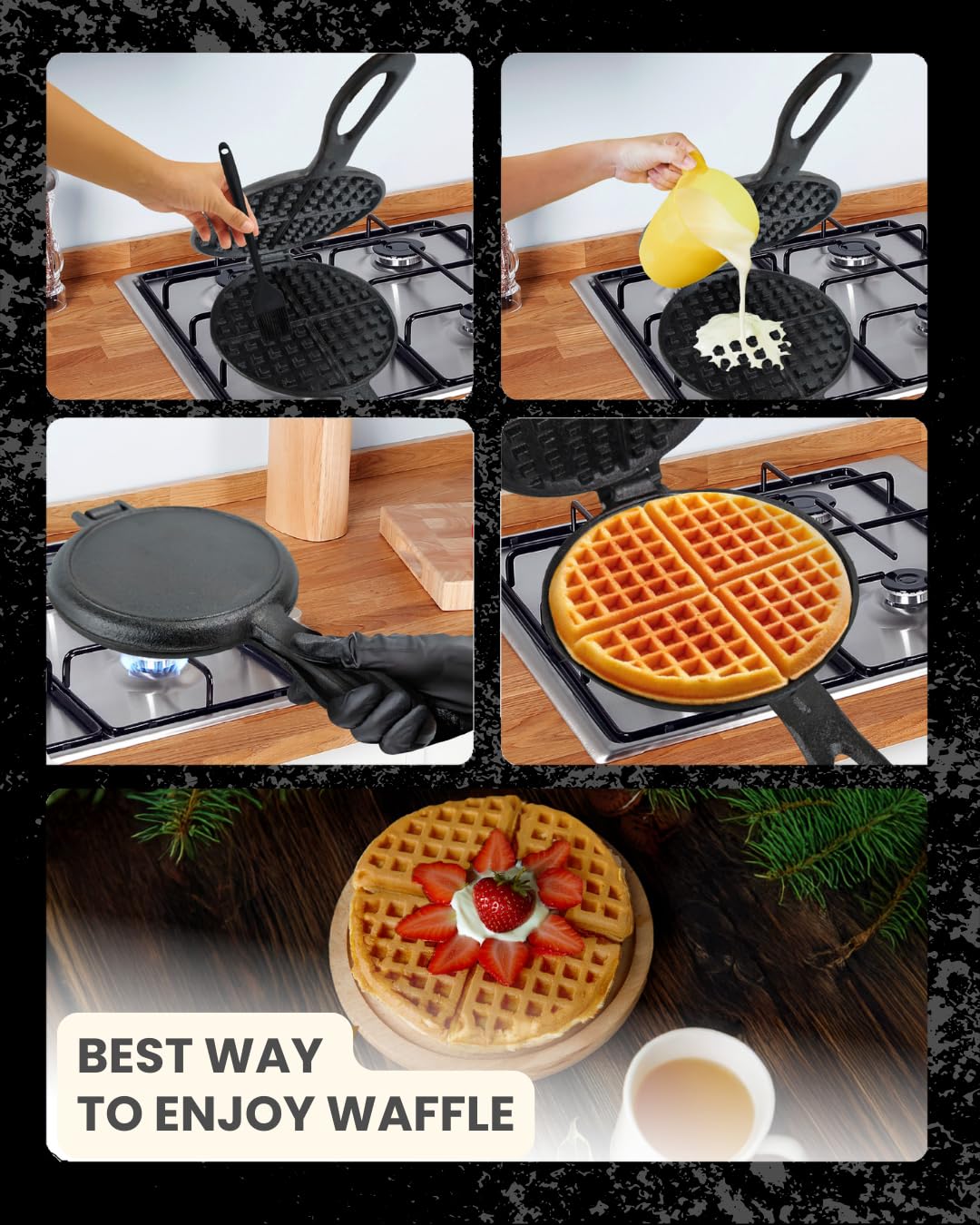 ZURRITO ready-to-use, pre-seasoned waffle iron with oil coat preparation.