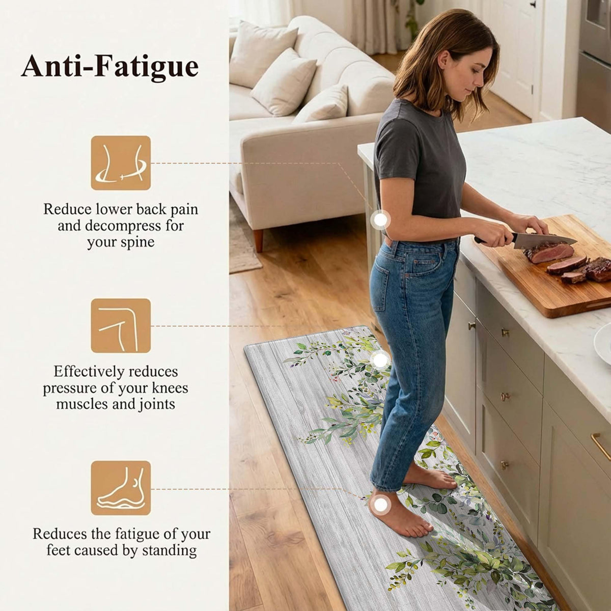 Zussun non-slip bottom mat helps prevent slips while you cook.