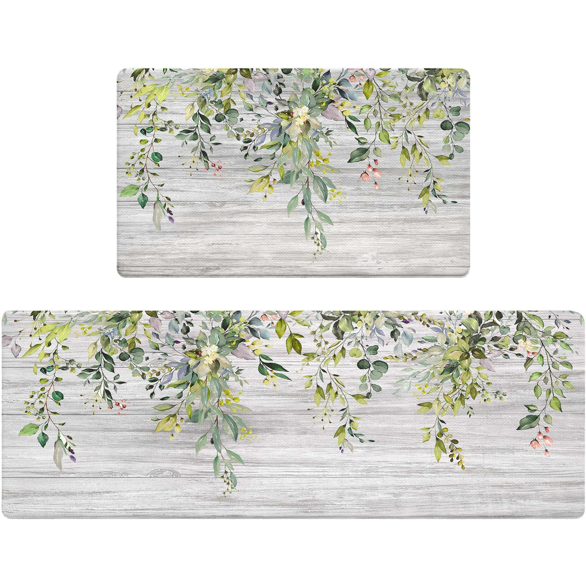 Zussun kitchen rug with watercolor greenery design adds cozy comfort to busy countertops.