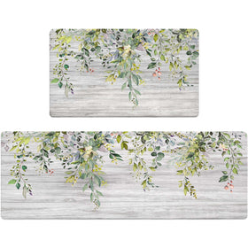 Zussun kitchen rug with watercolor greenery design adds cozy comfort to busy countertops.