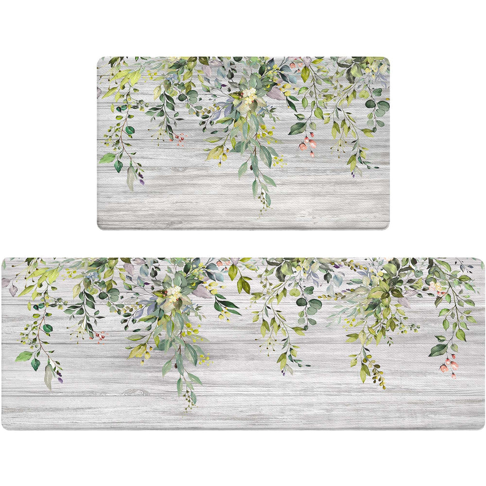 Zussun kitchen rug with watercolor greenery design adds cozy comfort to busy countertops.