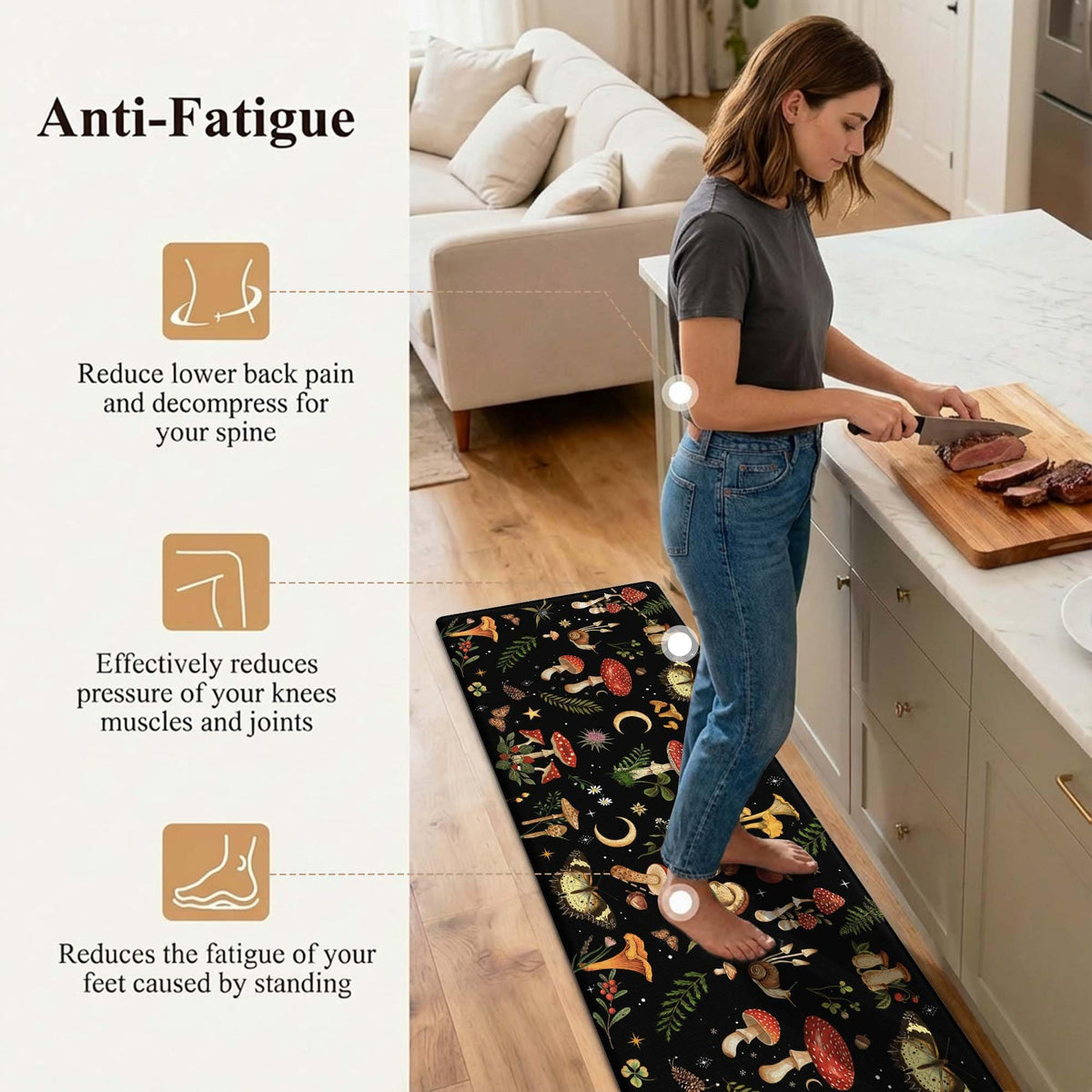 Zussun non-slip PVC backing keeps the mat stable on wet floors.