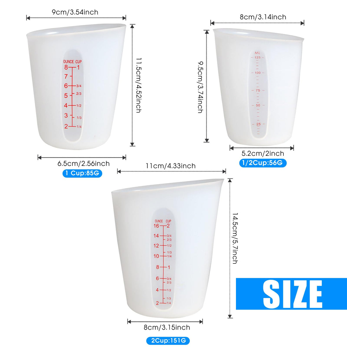 ZUYEE cups with engraved markings stay readable for accurate cooking prep