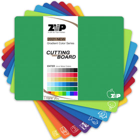 ZVP rainbow cutting board with red beef icon for meat prep and color coding.