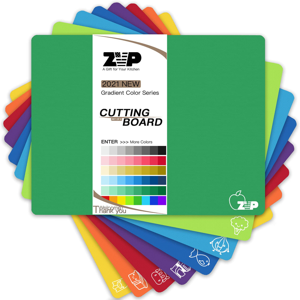 ZVP rainbow cutting board with red beef icon for meat prep and color coding.