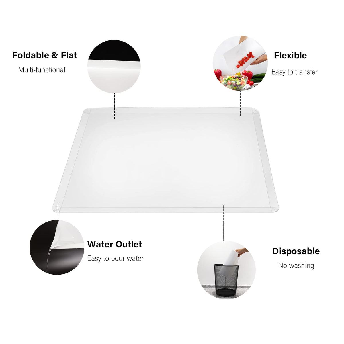 ZVP disposable cutting board shows large cutting surface for meal prep