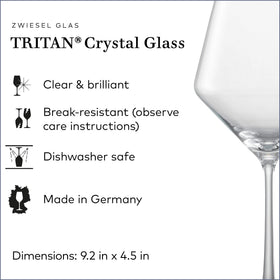 Zwiesel Glas Pure Burgundy glass on table adds elegance to formal dinners