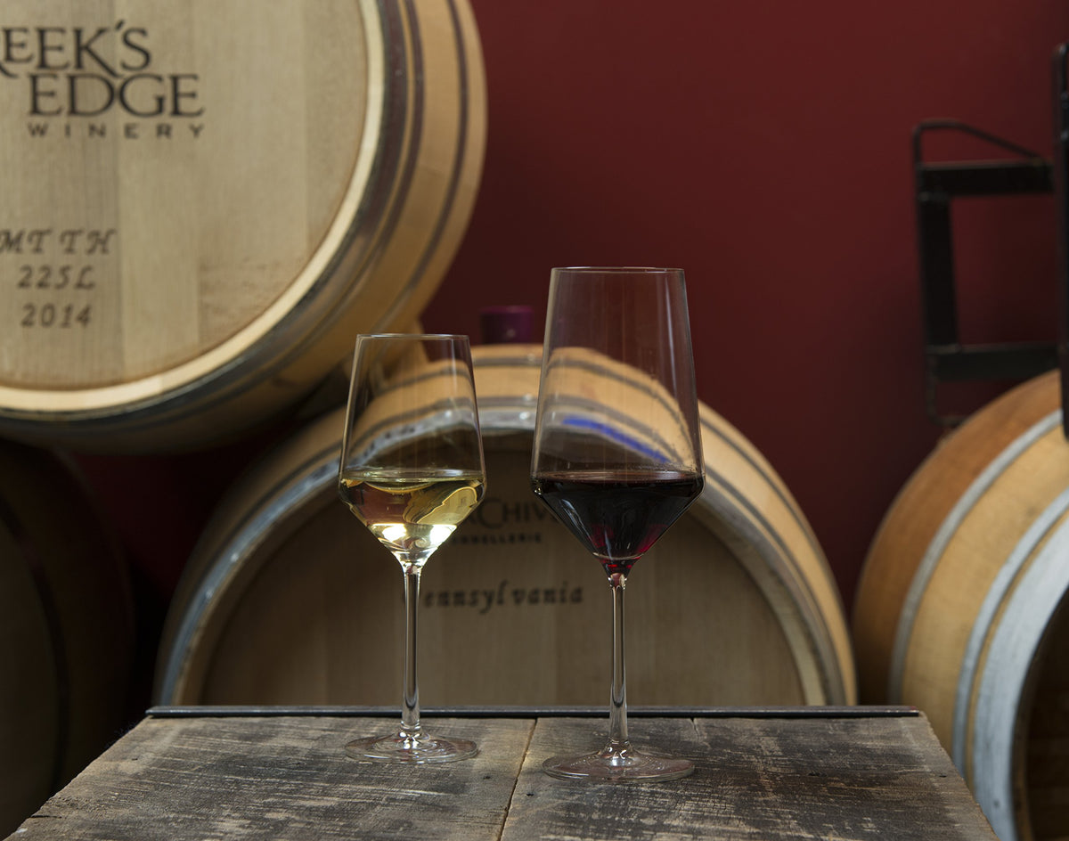 Zwiesel Glas Pure Sauvignon Blanc glass, side view emphasizes comfortable grip and balanced stem