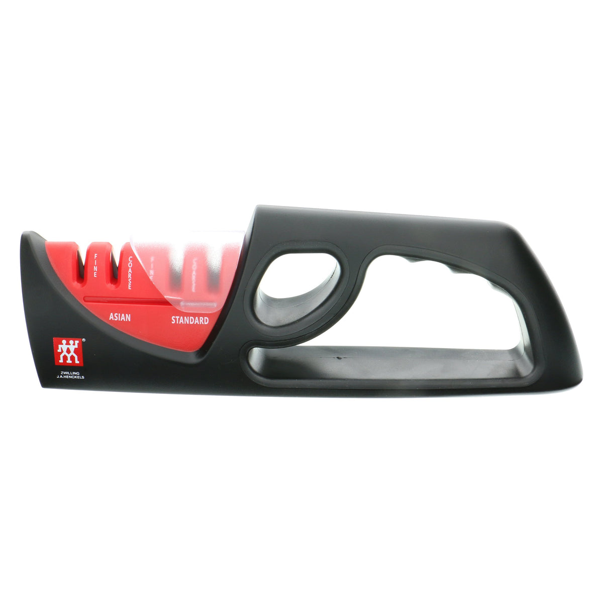 ZWILLING 4-stage pull-through knife sharpener top view for Western and Asian blades.