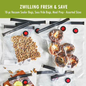 ZWILLING Fresh & Save medium bags lined up for organized meal prep