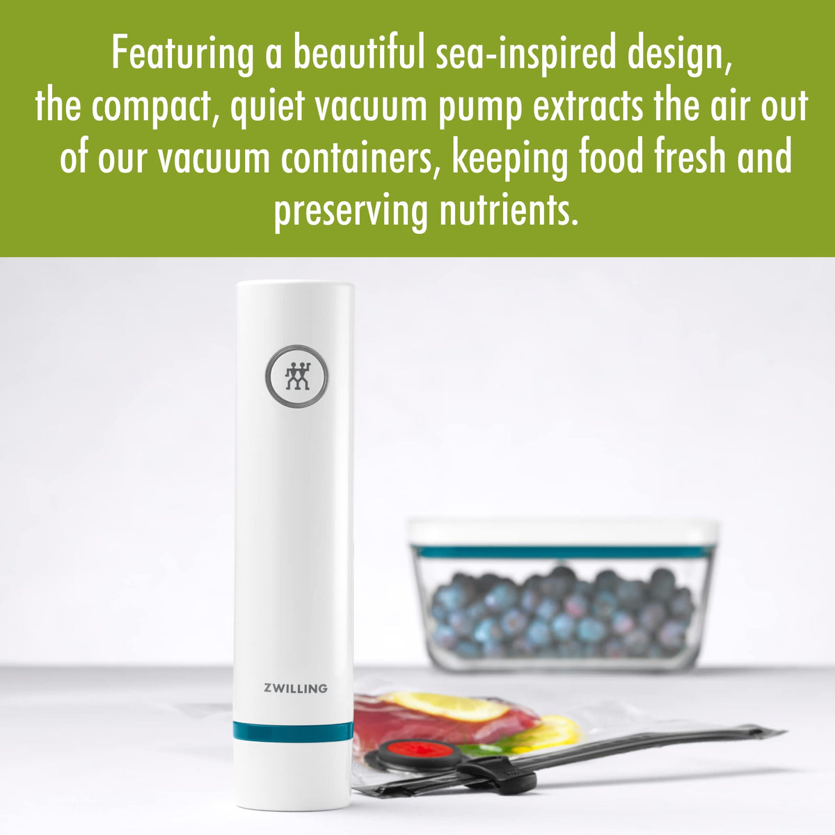 ZWILLING Fresh & Save bag valve and container for efficient vacuum sealing.