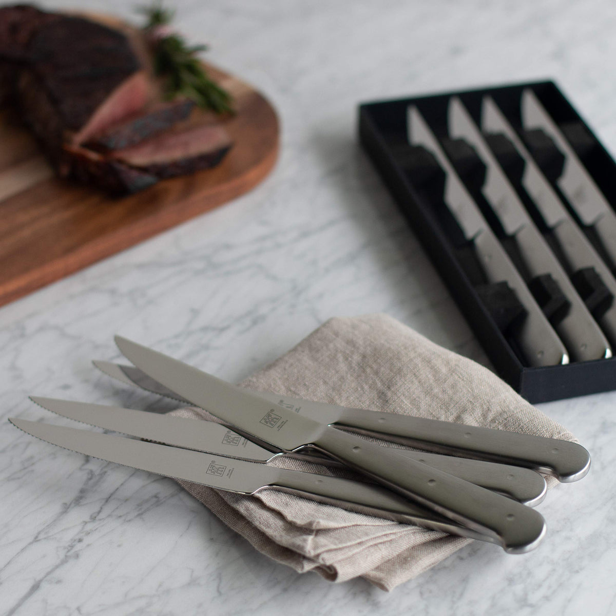 ZWILLING black storage case protects blades and stores neatly.