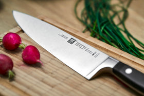 Zwilling Professional S ice-hardened blade maintains sharpness over time.