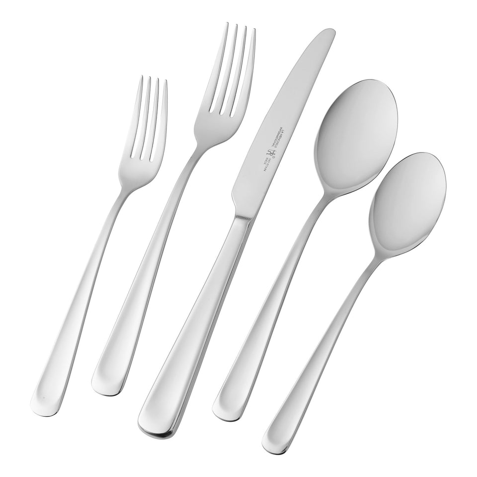 ZWILLING Silvano 45pc flatware set with a mirrored finish for elegant table settings.