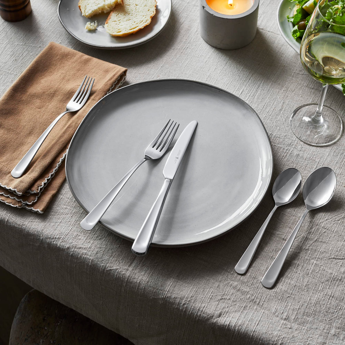 ZWILLING Silvano slotted spoon shows versatile serving capability.