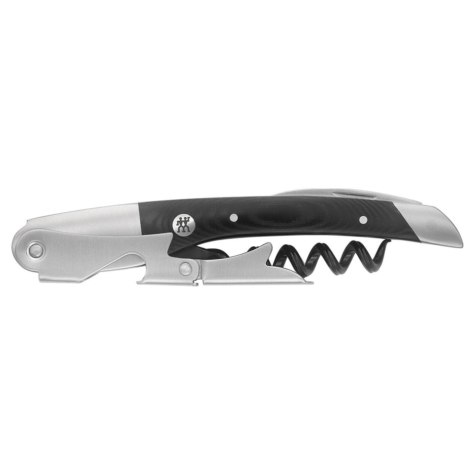 ZWILLING Sommelier corkscrew close-up with Micarta handle and durable grip