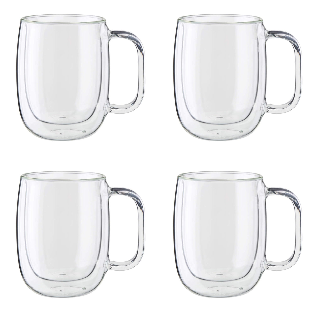 ZWILLING Sorrento Plus mug showcasing double-wall glass for heat retention and a clean, condensation-free exterior.