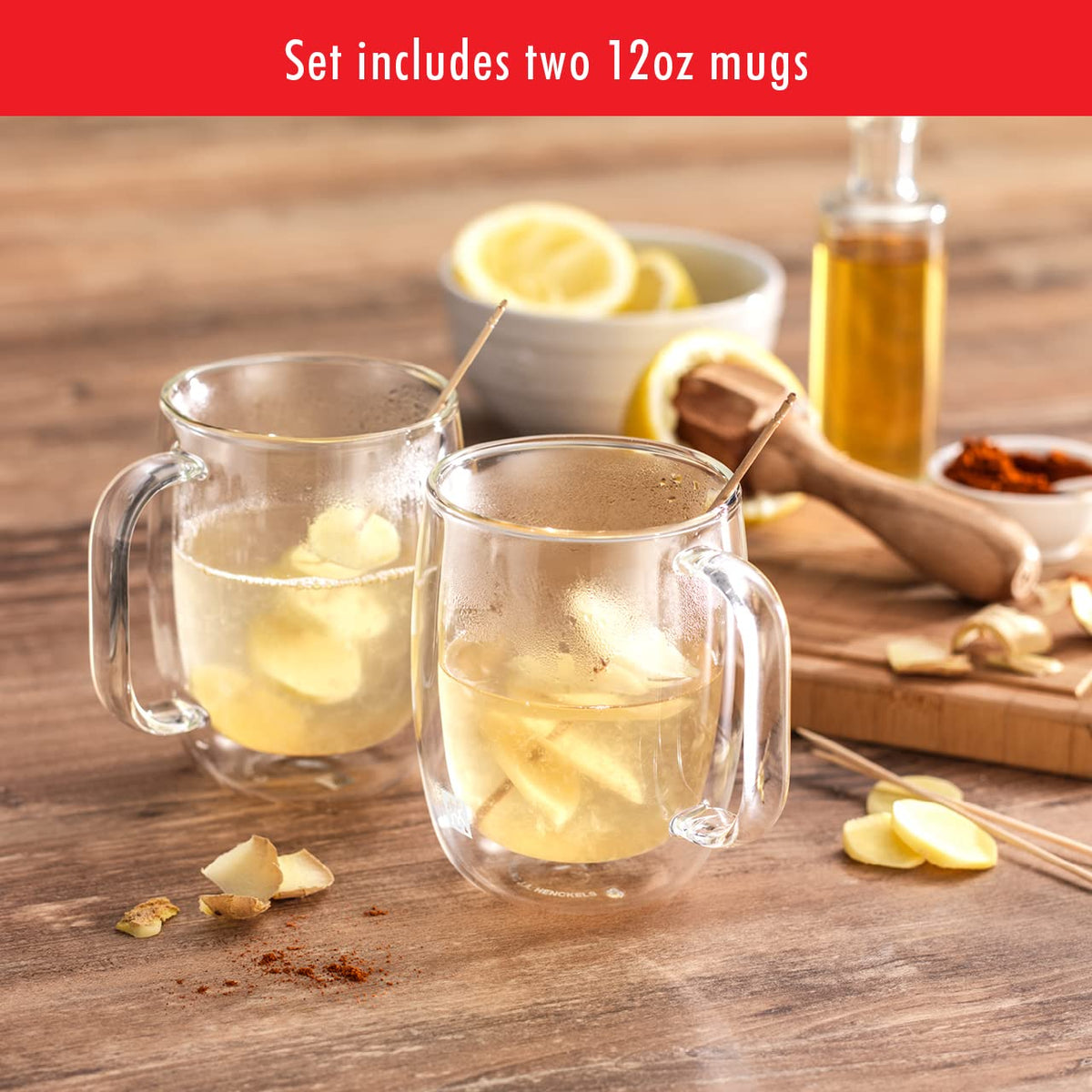 Elegant kitchen display of ZWILLING Sorrento Plus mugs for everyday rituals.
