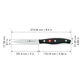 ZWILLING Twin Signature 4-inch paring knife edge close-up illustrating precision cuts
