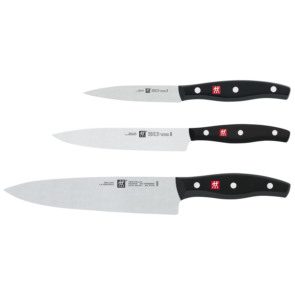 ZWILLING Twin Signature one-piece stamped blade highlighting lightweight strength.