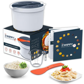 Zwippy microwave rice cooker steamer delivers fluffy rice and crisp vegetables quickly.