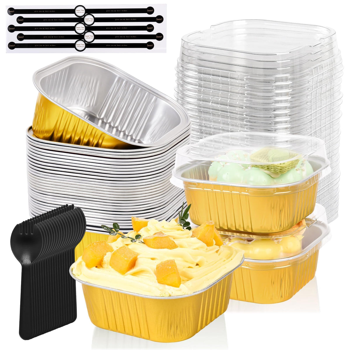 ZWYSLFCY mini cake pans with lids value pack for baking and storage