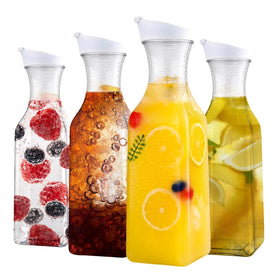 ZWYSLFCY set of four 50-ounce carafes with lids for cocktails and juice service
