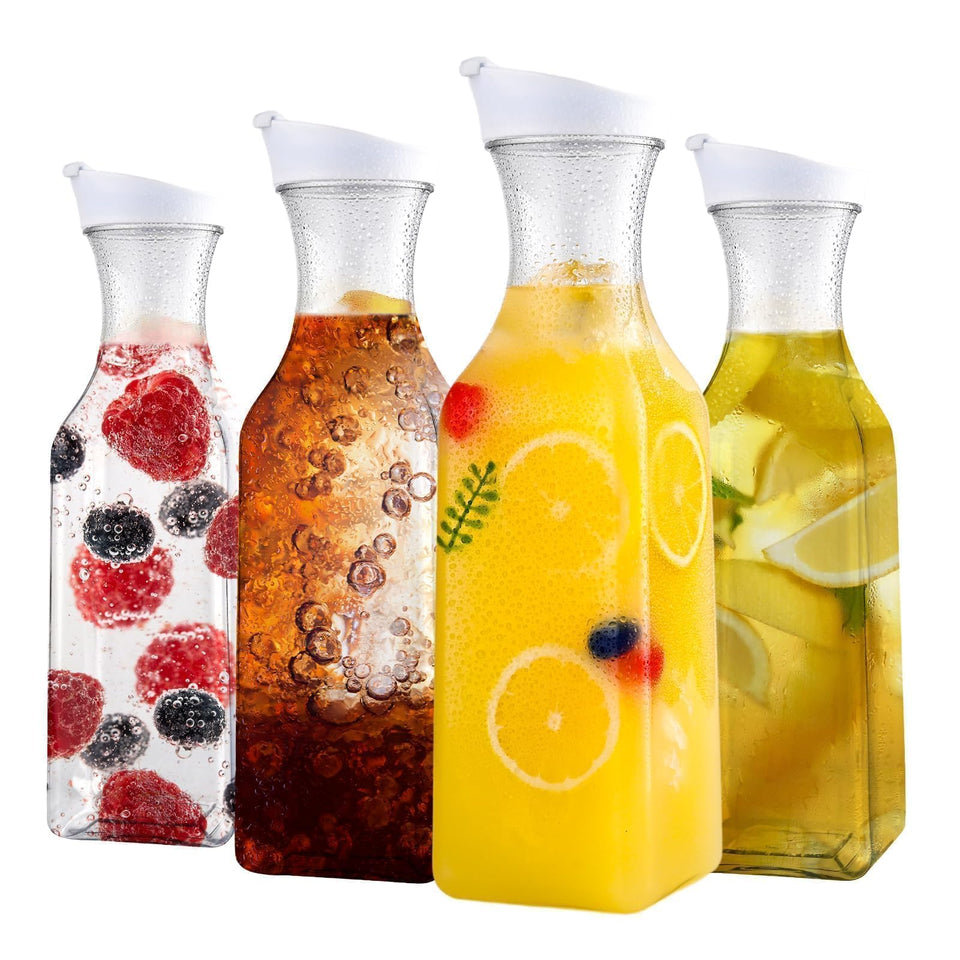 ZWYSLFCY set of four 50-ounce carafes with lids for cocktails and juice service