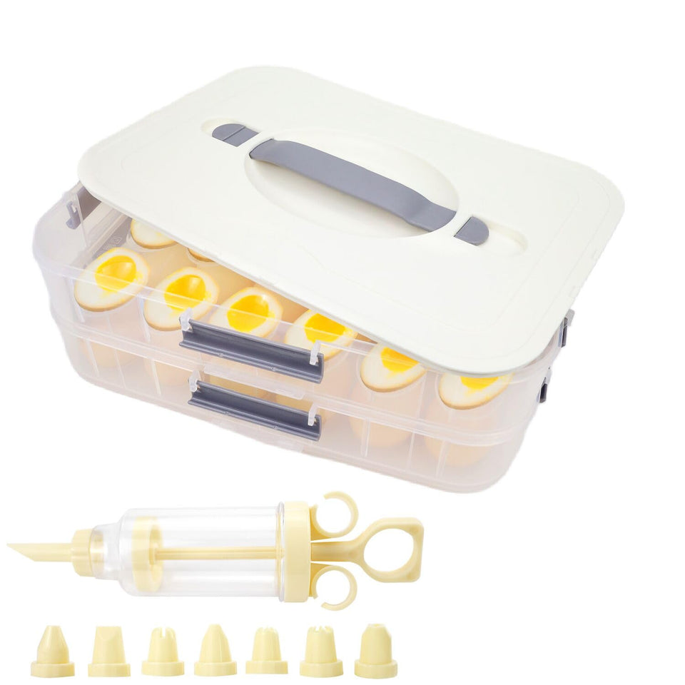 Zxbaers deviled egg container with lid keeps eggs secure for transport.