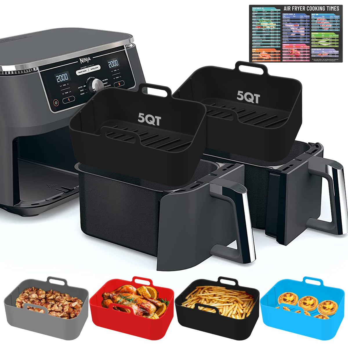 ZXZMZT 10QT silicone air fryer liner fits DZ401/DZ550 securely and reduces sticking.