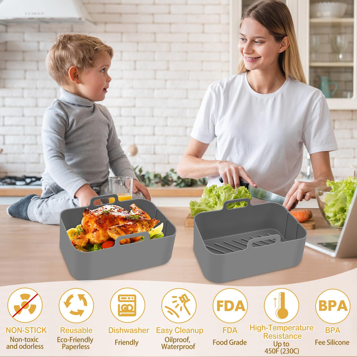 ZXZMZT two-pack liners offer quick meal prep and easy back-to-back cooking.