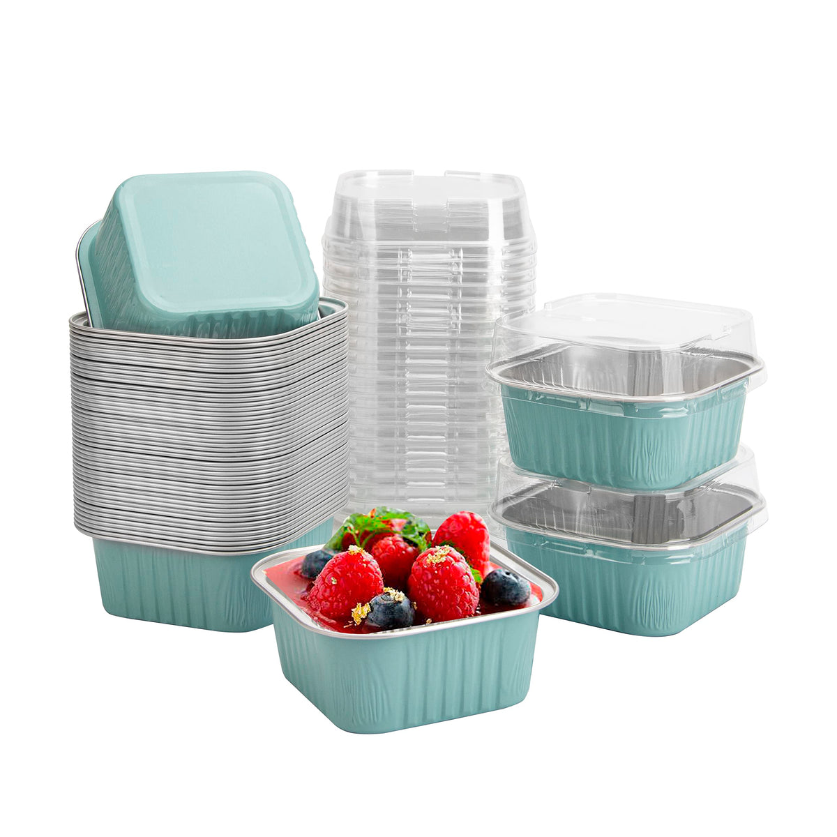 Zycozzn 50pcs mini square baking cups with lids for easy portioning and serving.