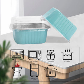 Zycozzn 5oz aluminum foil mini pans with lids keep desserts fresh during transport.