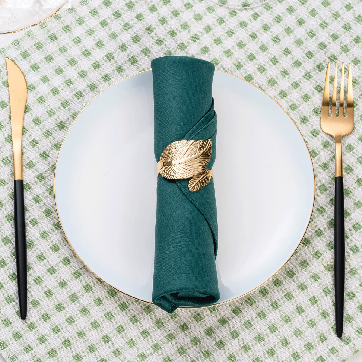 ZYDSUBGS Gold Leaf Napkin Rings table decor for festive gatherings.