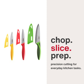 Zyliss 3-piece knife set serrated paring knife with sheath for versatile cutting.