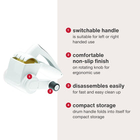 Zyliss grater supports left and right-handed use for flexible kitchen prep.