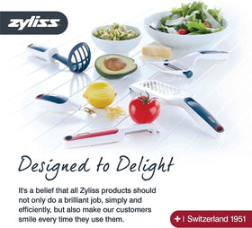 Zyliss compact mango prep gadget saves counter space.