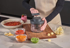 Zyliss Easy Pull booster arm enables even chopping for consistent results.