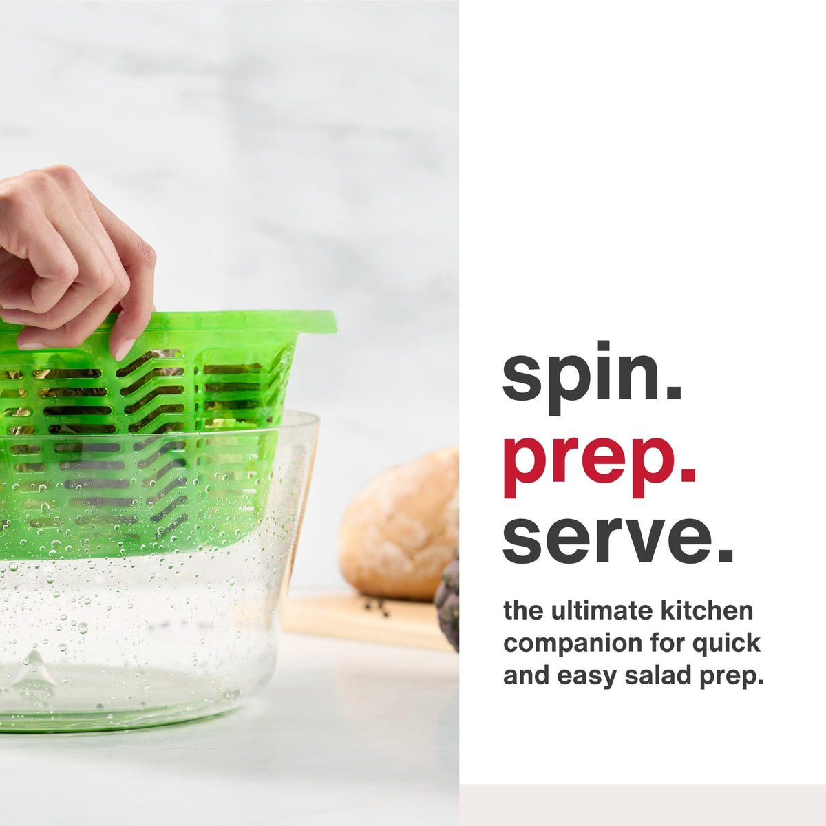 Zyliss Easy Spin 2 AquaVent with ergonomic handle for effortless spins.