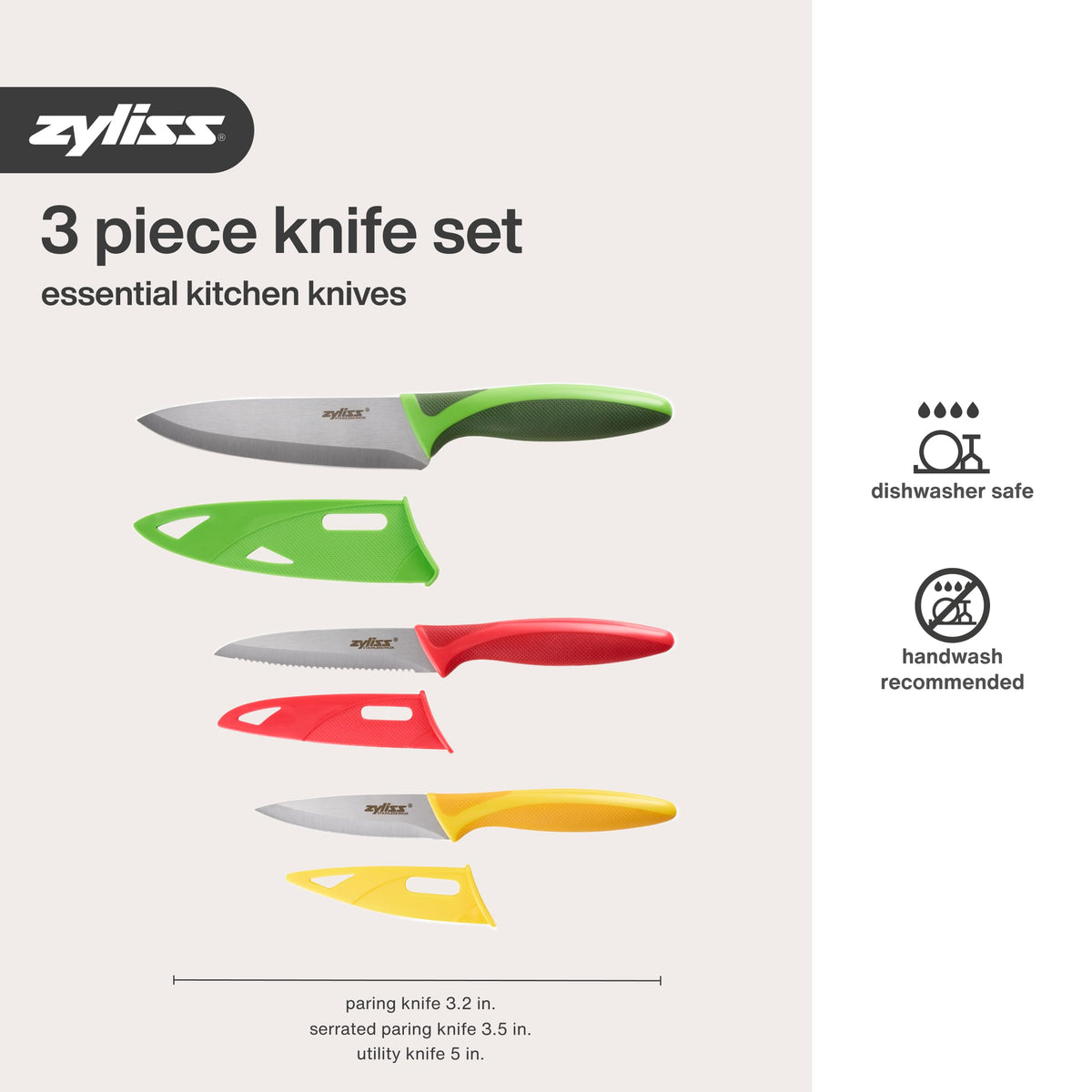 Zyliss ergonomic handle offers soft rubber grip to reduce hand fatigue.