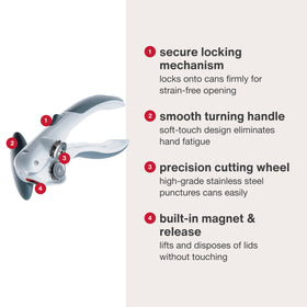 Zyliss easy-turn handle offers soft-touch grip for comfortable use.
