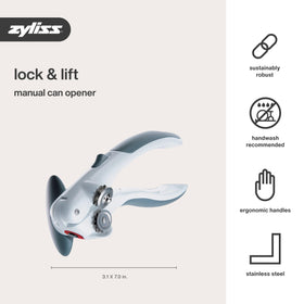 Zyliss ergonomic design reduces hand fatigue during can opening.